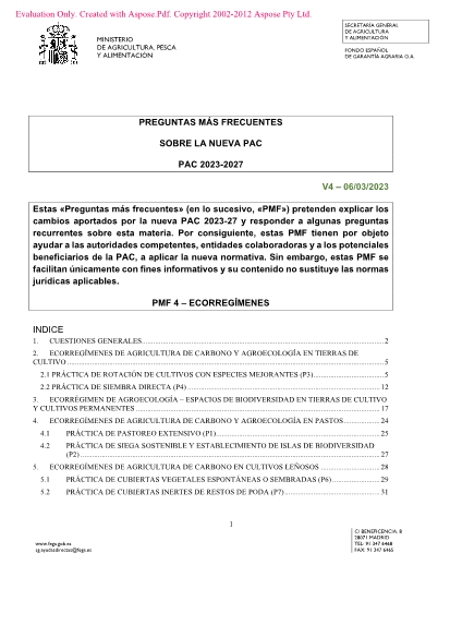 ECO REGÍMENES Preguntas más frecuentes sobre la nueva PAC