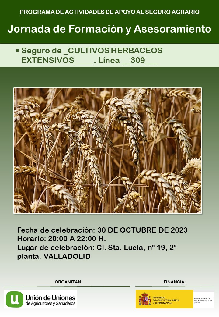 Training and Advice for Farmers on Agricultural Insurance for Extensive Arable Crops in Valladolid